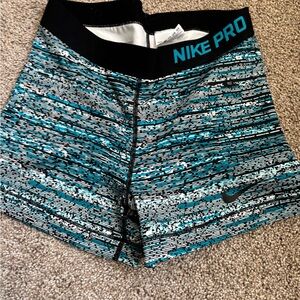 Nike Pro Women's Black and Blue Shorts